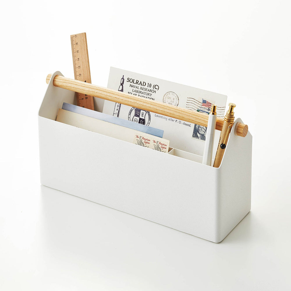 Steel Pen & Desk Organizer with Wood Handle, Large