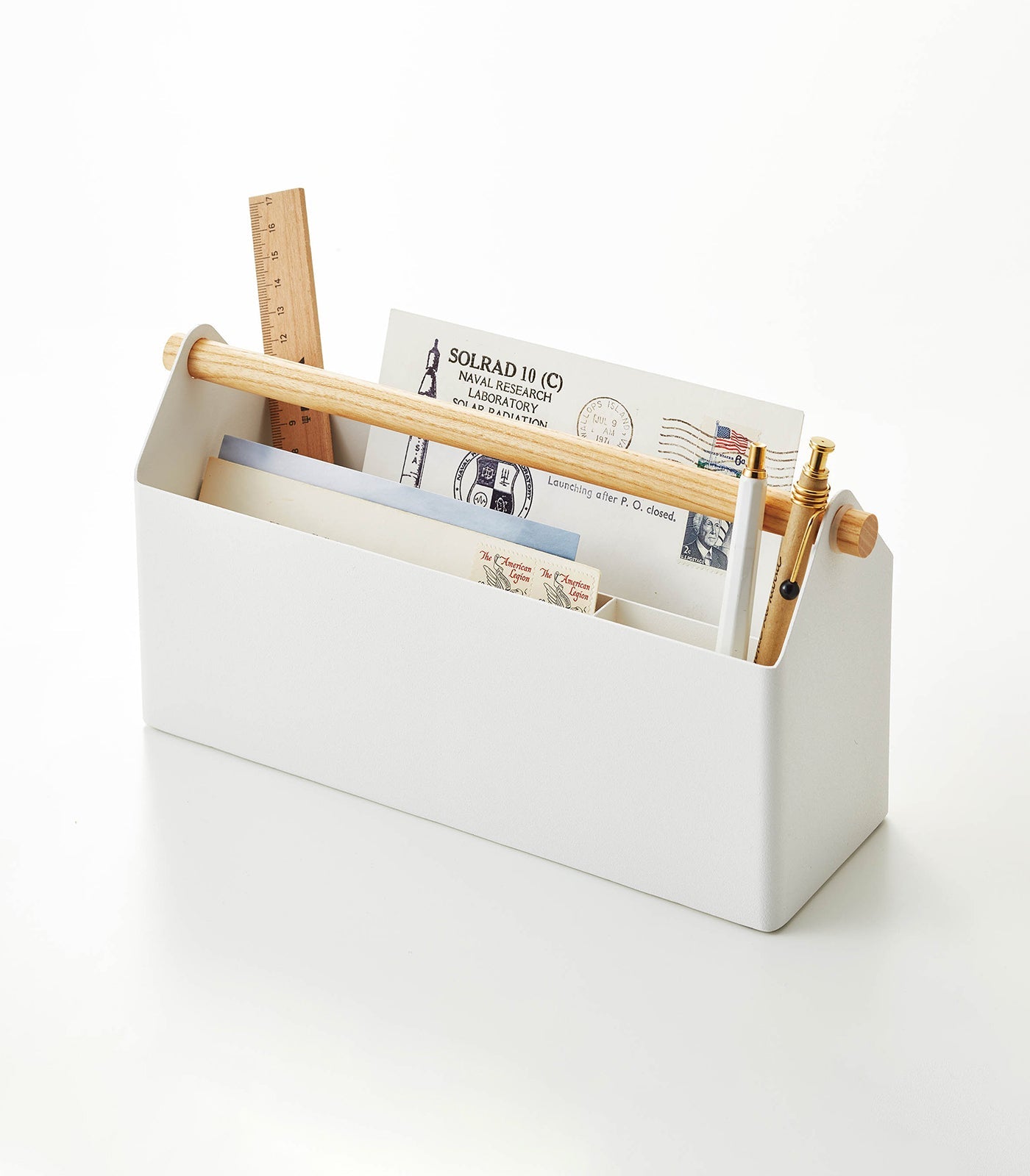 Steel Pen & Desk Organizer with Wood Handle, Large