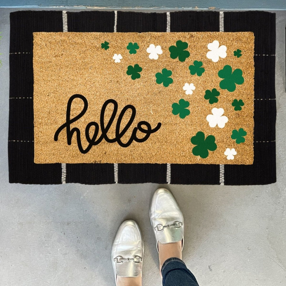 Nickel Designs Custom Doormats Shamrock Pattern Hello Doormat - lily & onyx