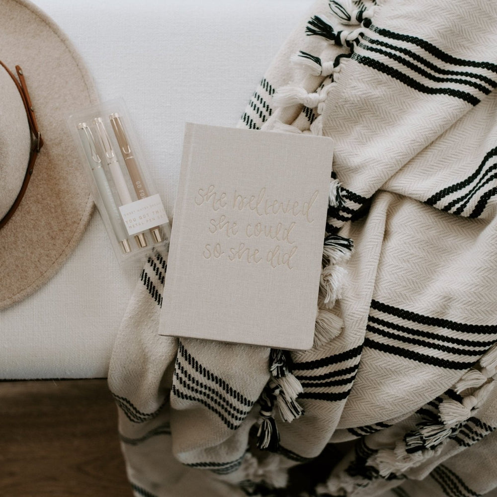 
                      
                        Sweet Water Decor She Believed She Could Fabric Journal - lily & onyx
                      
                    