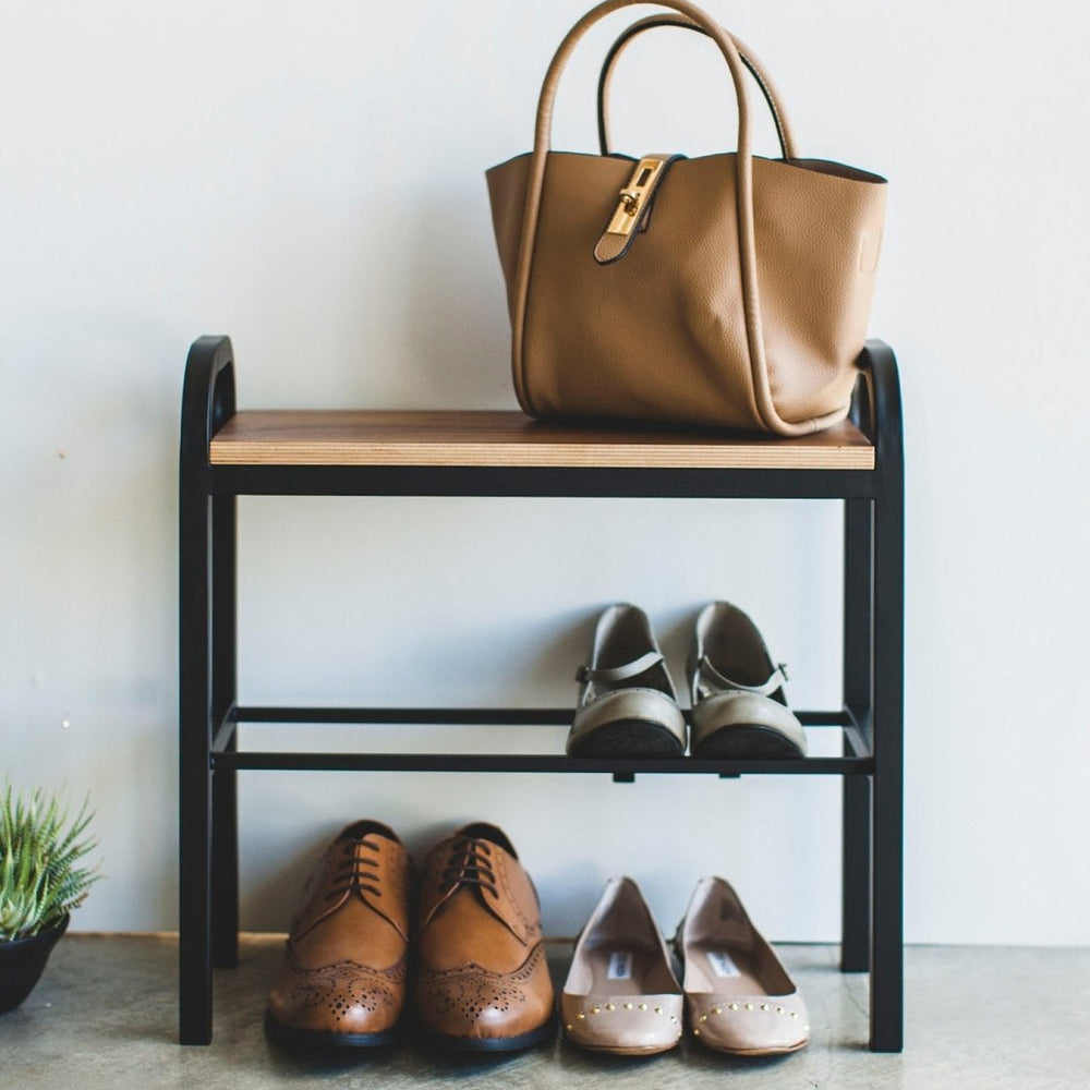 
                      
                        Yamazaki Home Shoe Organizer & Bench, 18" H - lily & onyx
                      
                    