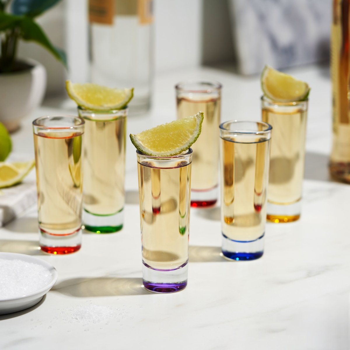 True Shooter 2 oz Shot Glasses in Assorted Colors, Set of 6 - lily & onyx