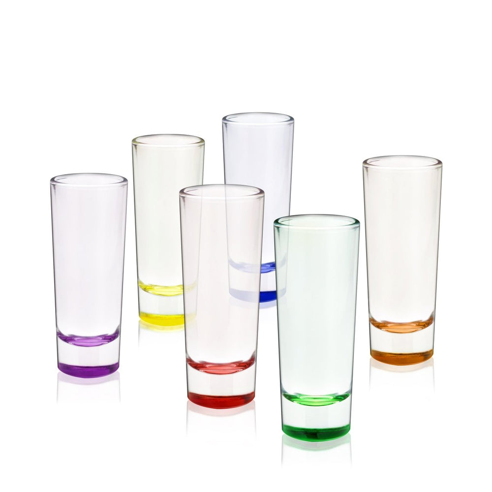 True Shooter 2 oz Shot Glasses in Assorted Colors, Set of 6 - lily & onyx