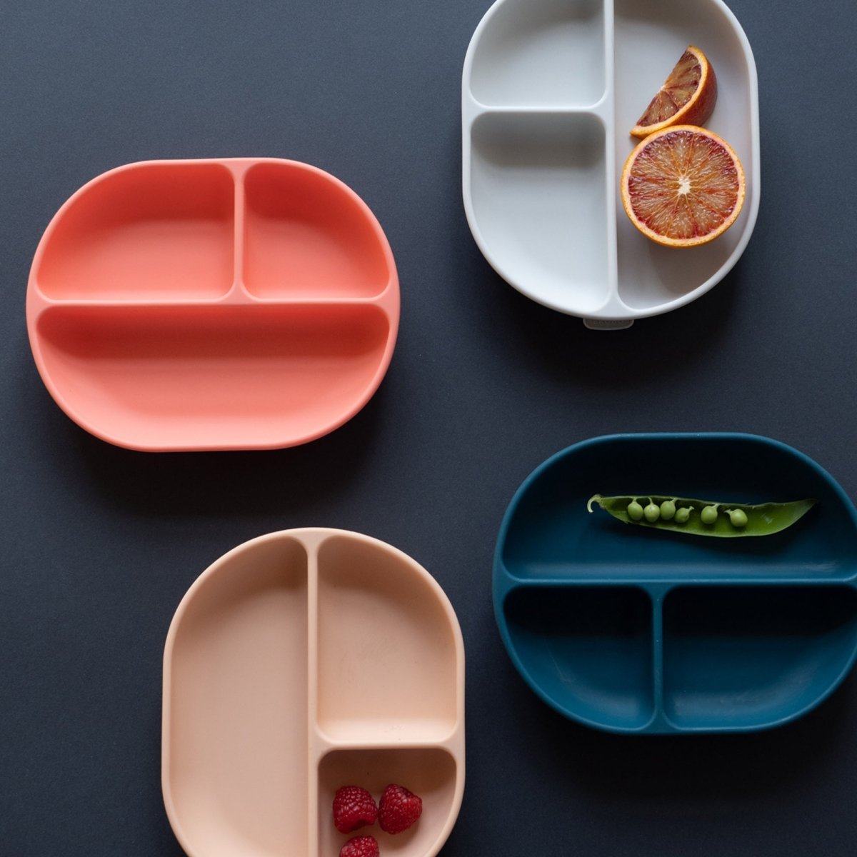 EKOBO Silicone Divided Suction Baby Plate - Coral - lily & onyx