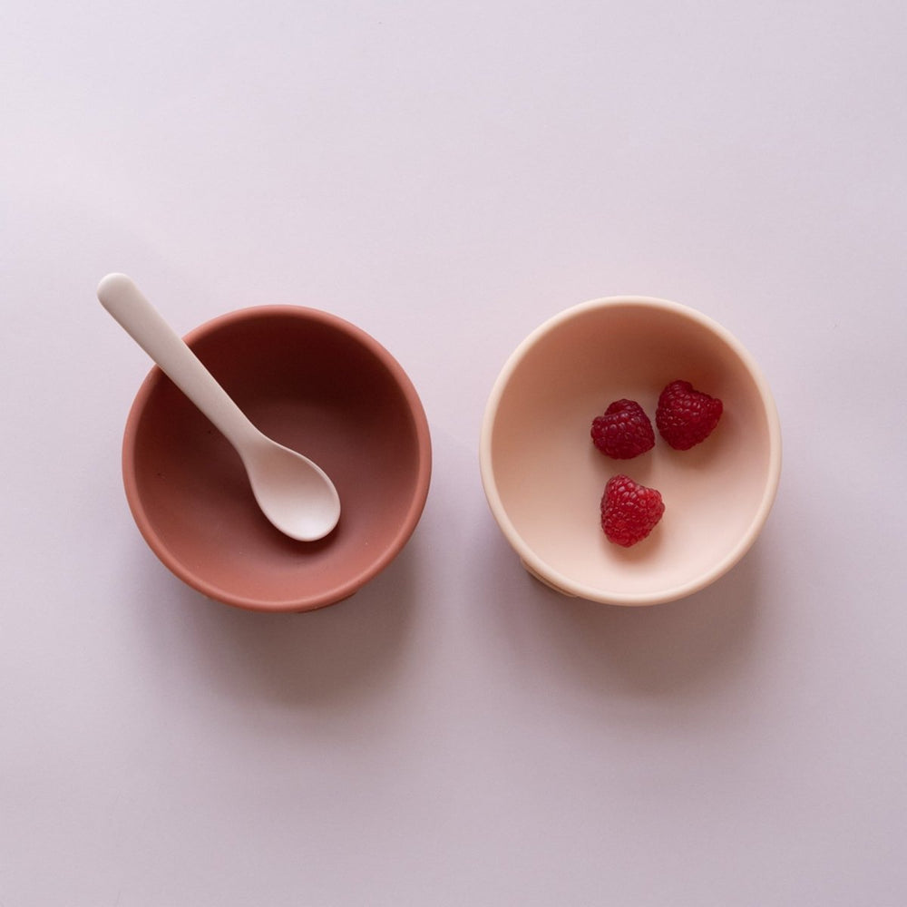 EKOBO Silicone Suction Baby Bowl Set - Blush / Terracotta - lily & onyx