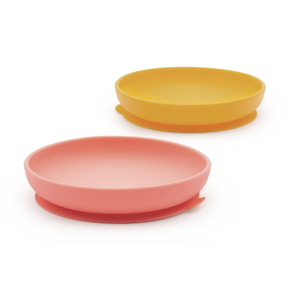 EKOBO Silicone Suction Baby Plate Set - Mimosa / Coral - lily & onyx