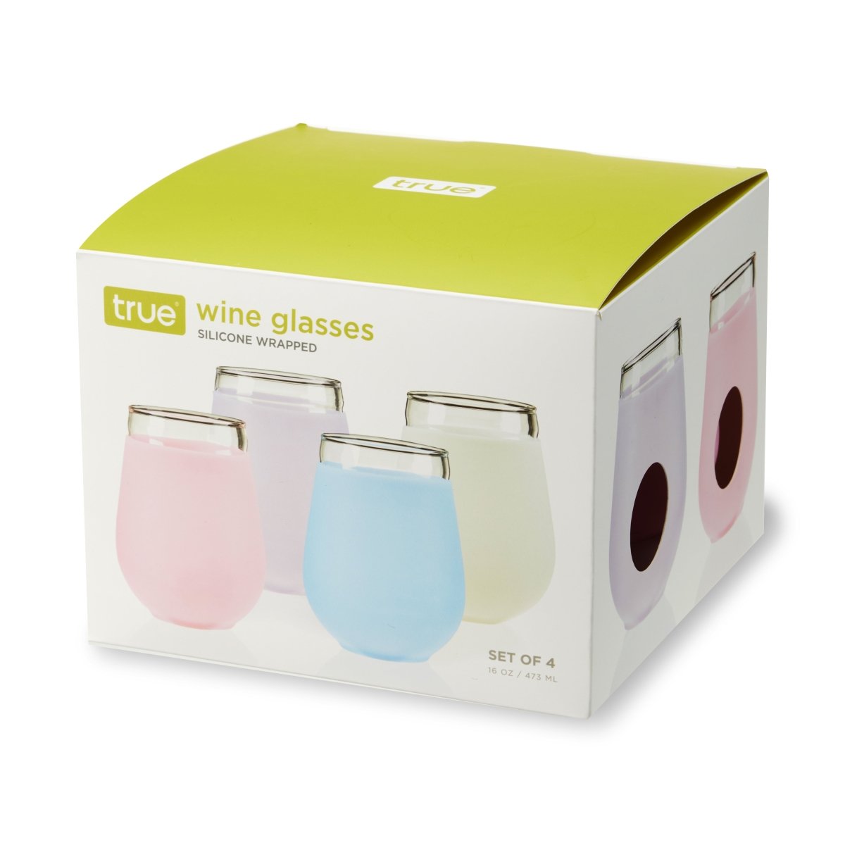 True Silicone Wrapped Wine Glasses in Assorted Colors, Set of 4 - lily & onyx