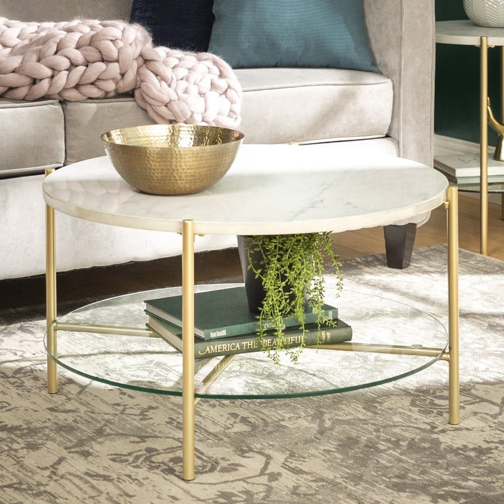 Walker Edison Simone Round Coffee Table - lily & onyx
