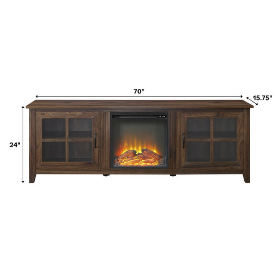 Walker Edison Simple Fireplace Console with Glass Doors - lily & onyx