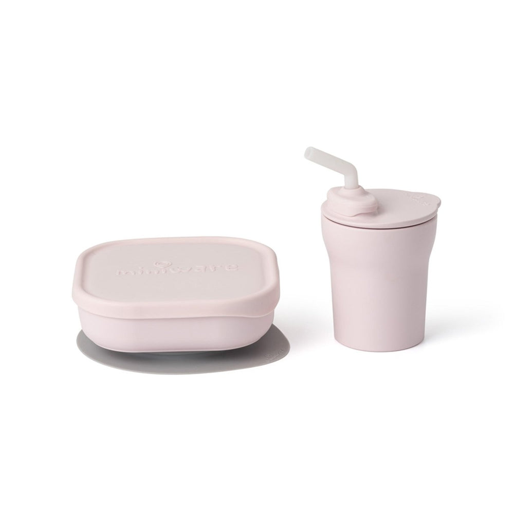 Miniware Sip & Snack: All Stages Cup and Bowl Set - Cotton Candy - lily & onyx