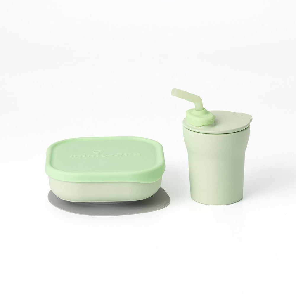 Miniware Sip & Snack: All Stages Cup and Bowl Set - Key Lime - lily & onyx