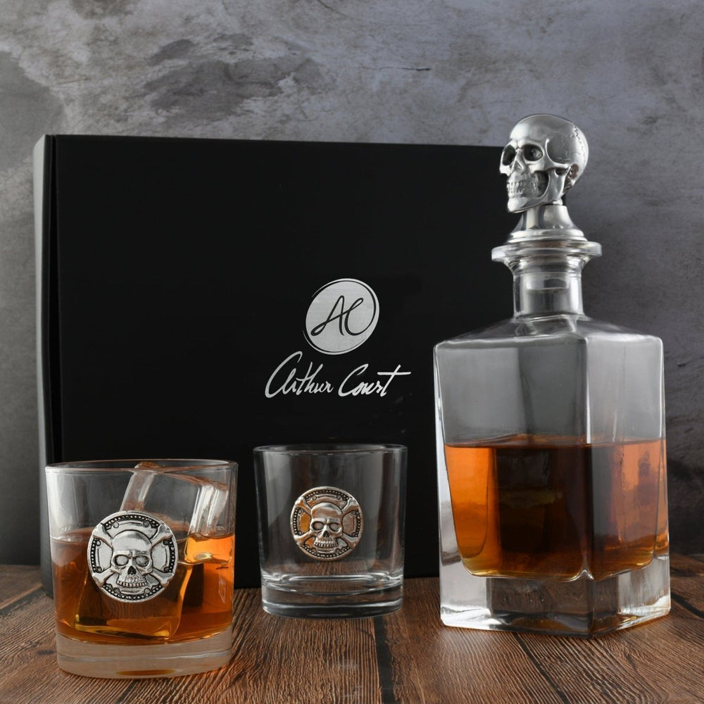 
                      
                        Arthur Court Designs Skull Decanter Set with Double Old Fashioned Glasses - lily & onyx
                      
                    