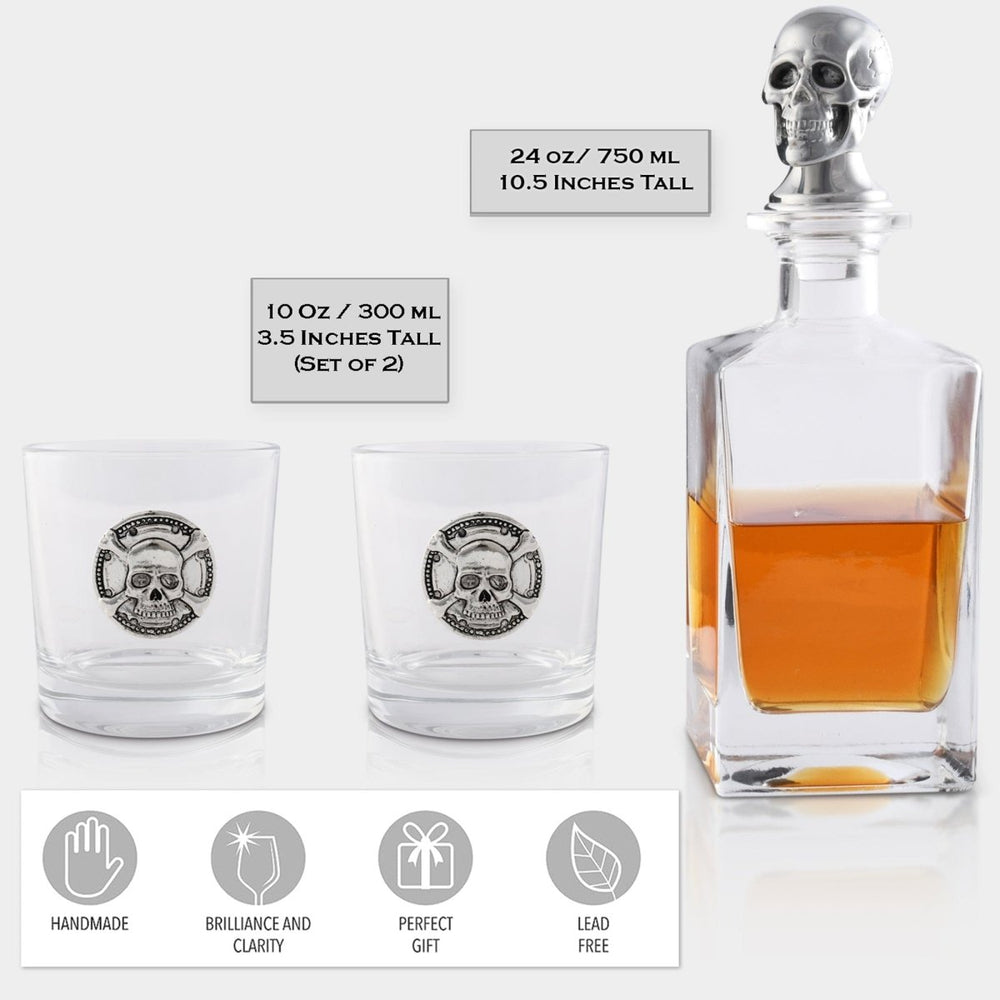 
                      
                        Arthur Court Designs Skull Decanter Set with Double Old Fashioned Glasses - lily & onyx
                      
                    