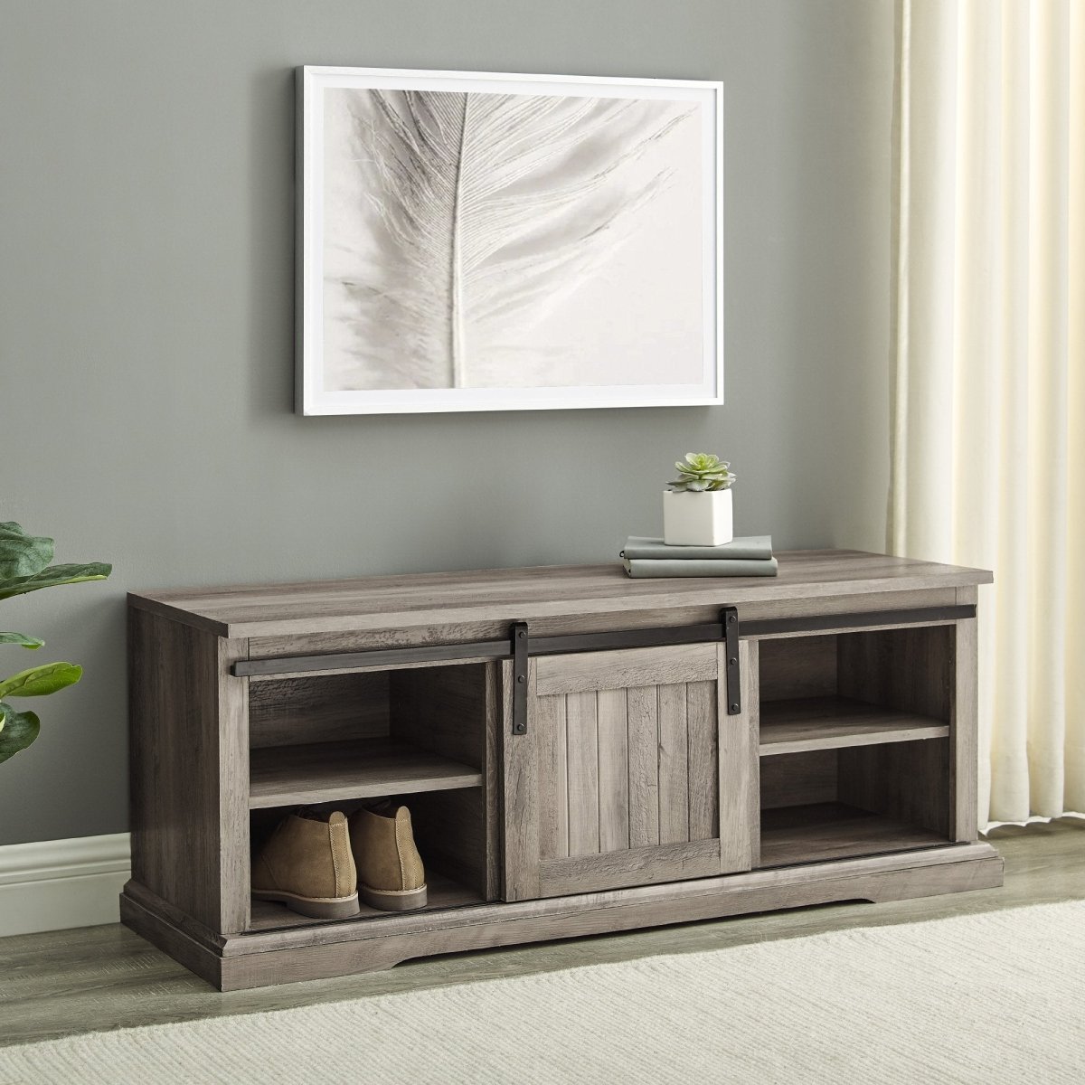 Walker Edison Sliding Grooved Door Entry Bench - lily & onyx