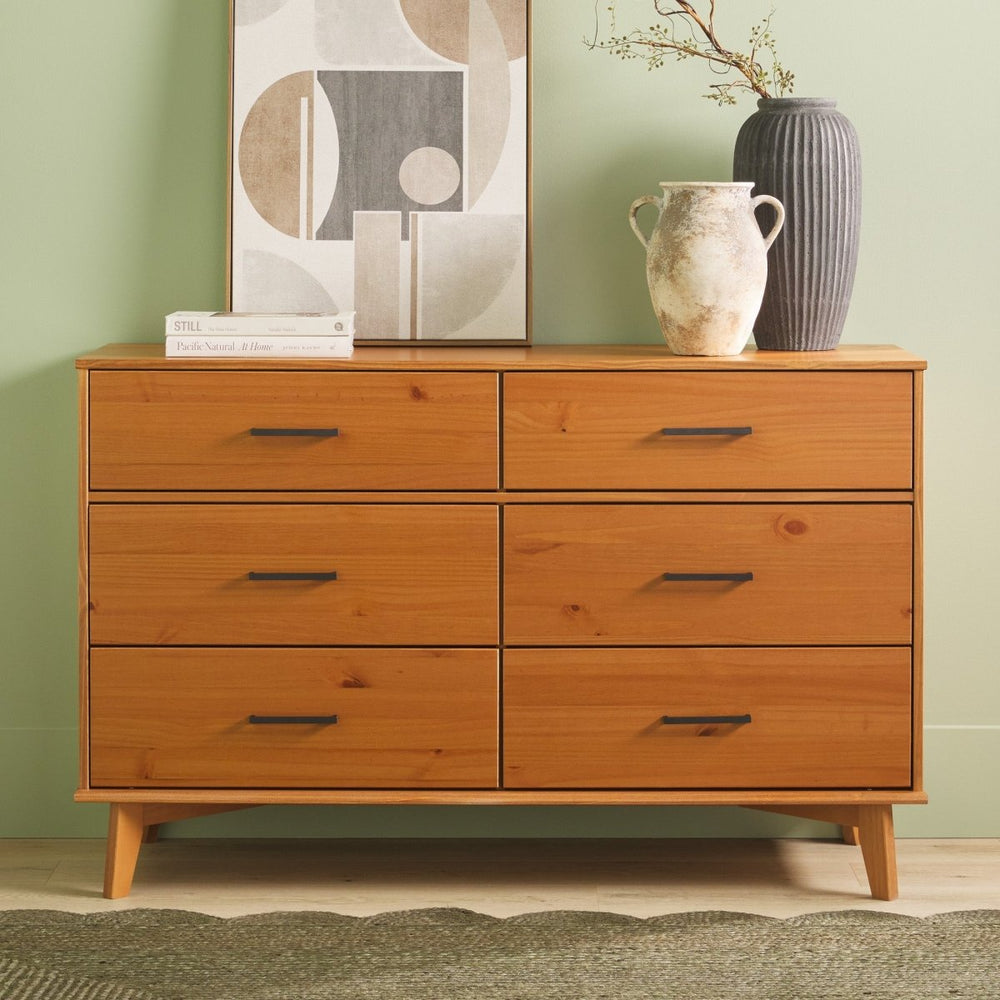 Walker Edison Sloane 6 - Drawer Modern Solid Wood Dresser with Metal Handles - lily & onyx