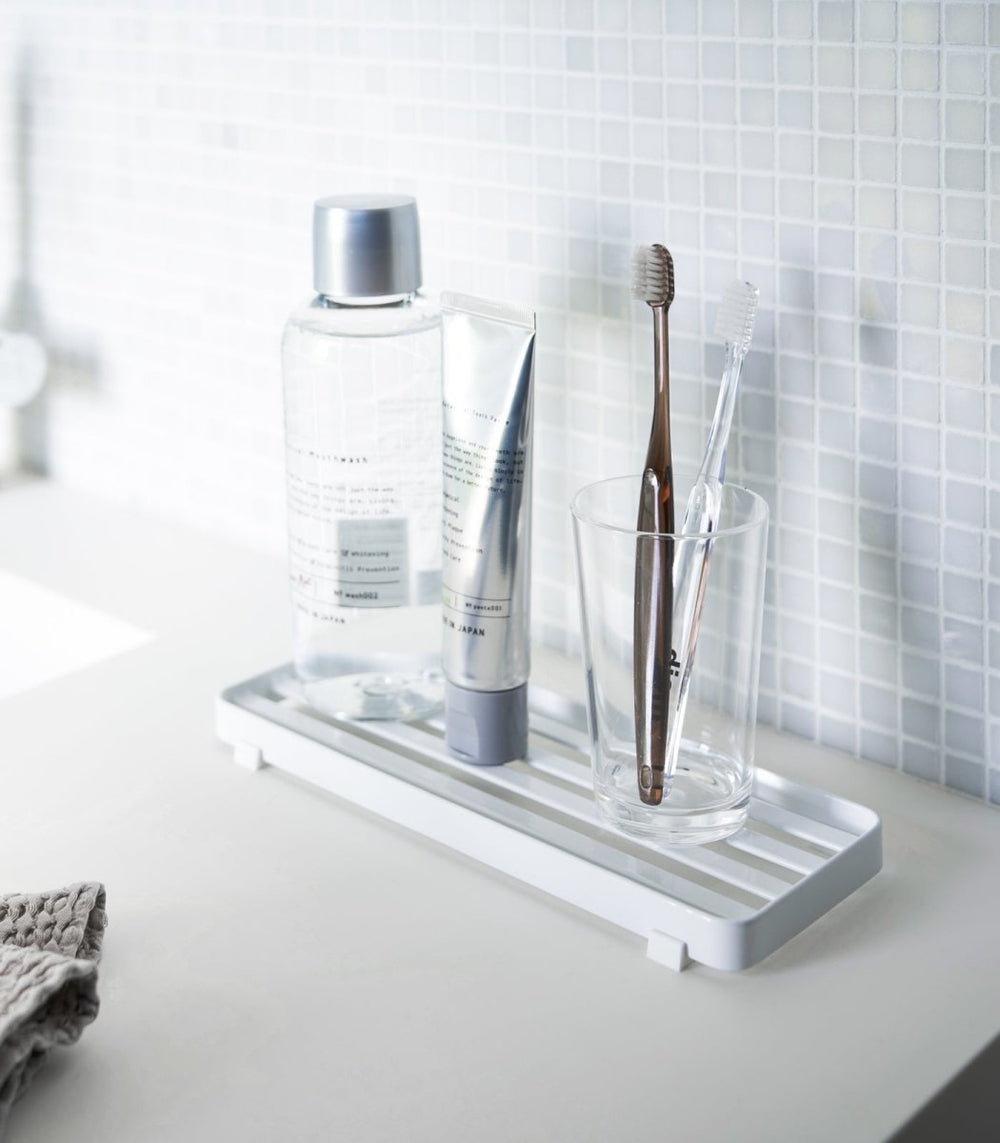 Yamazaki Home Slotted Steel Bathroom Tray - lily & onyx