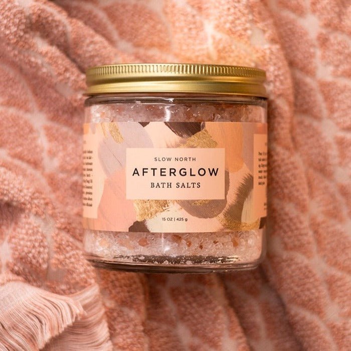 Slow North Afterglow Bath Salts - Epsom & Himalayan Salt Blend, 15oz Glass Jar
