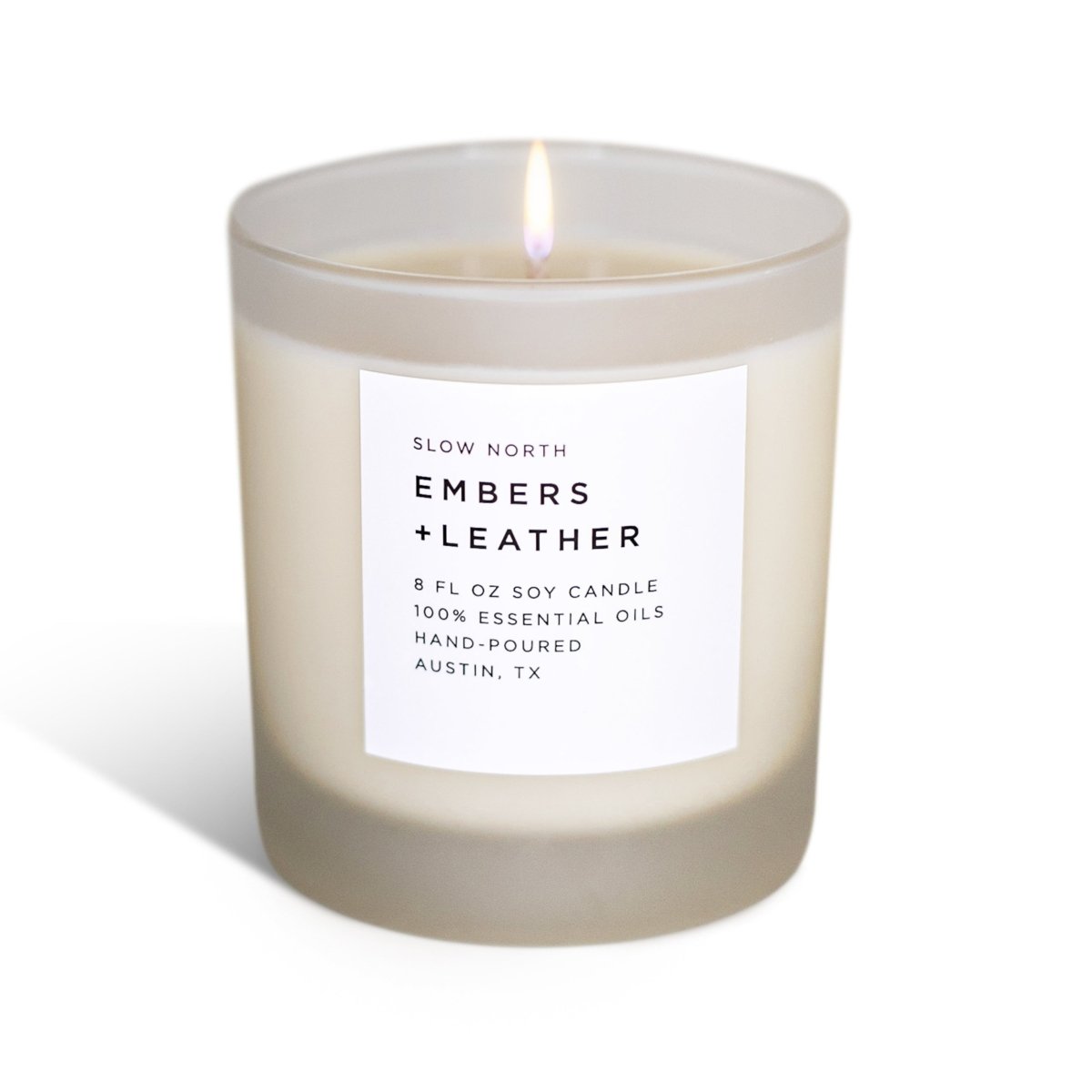 Slow North Embers + Leather Soy Candle - Vetiver Cedar Patchouli - 8oz
