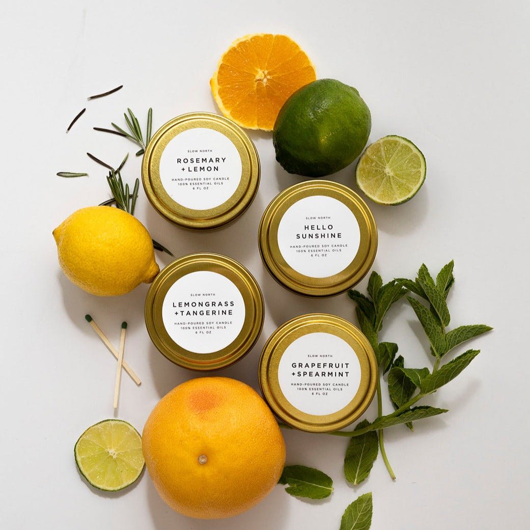 Slow North Fresh Collection Citrus Essential Oil Travel Tin Candle Set - 4 Pack