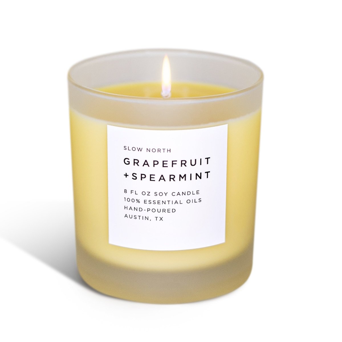 Slow North Grapefruit Spearmint Soy Candle 8oz | Natural Frosted Glass