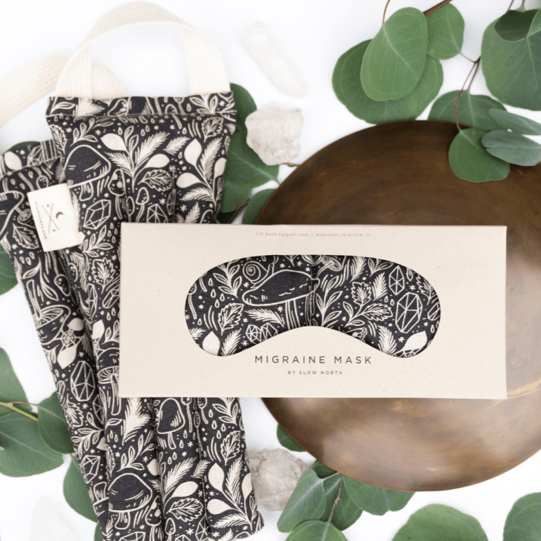 Slow North Linen & Cotton Eye Mask + Neck Wrap Bundle - Mystical Mushroom