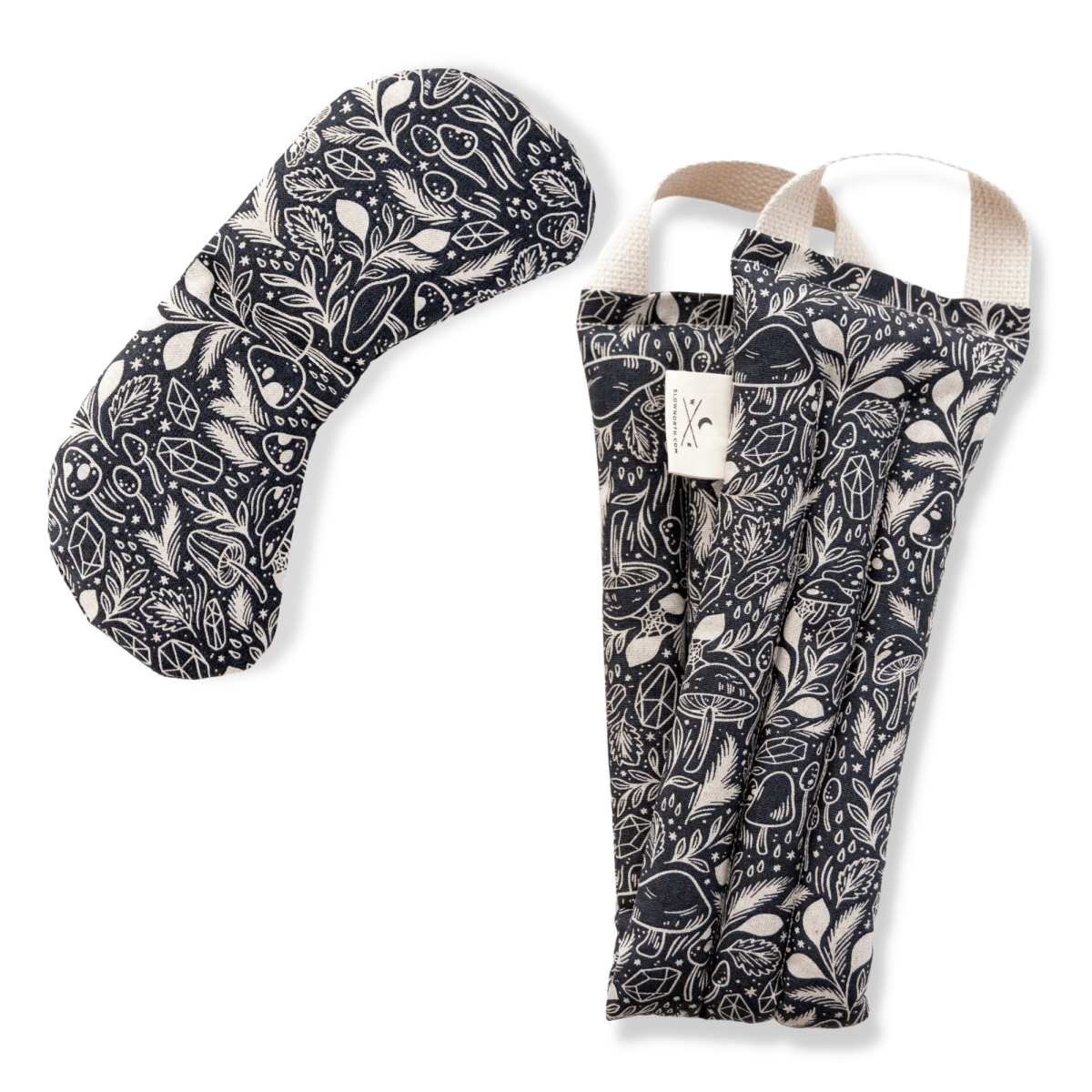 Slow North Linen & Cotton Eye Mask + Neck Wrap Bundle - Mystical Mushroom