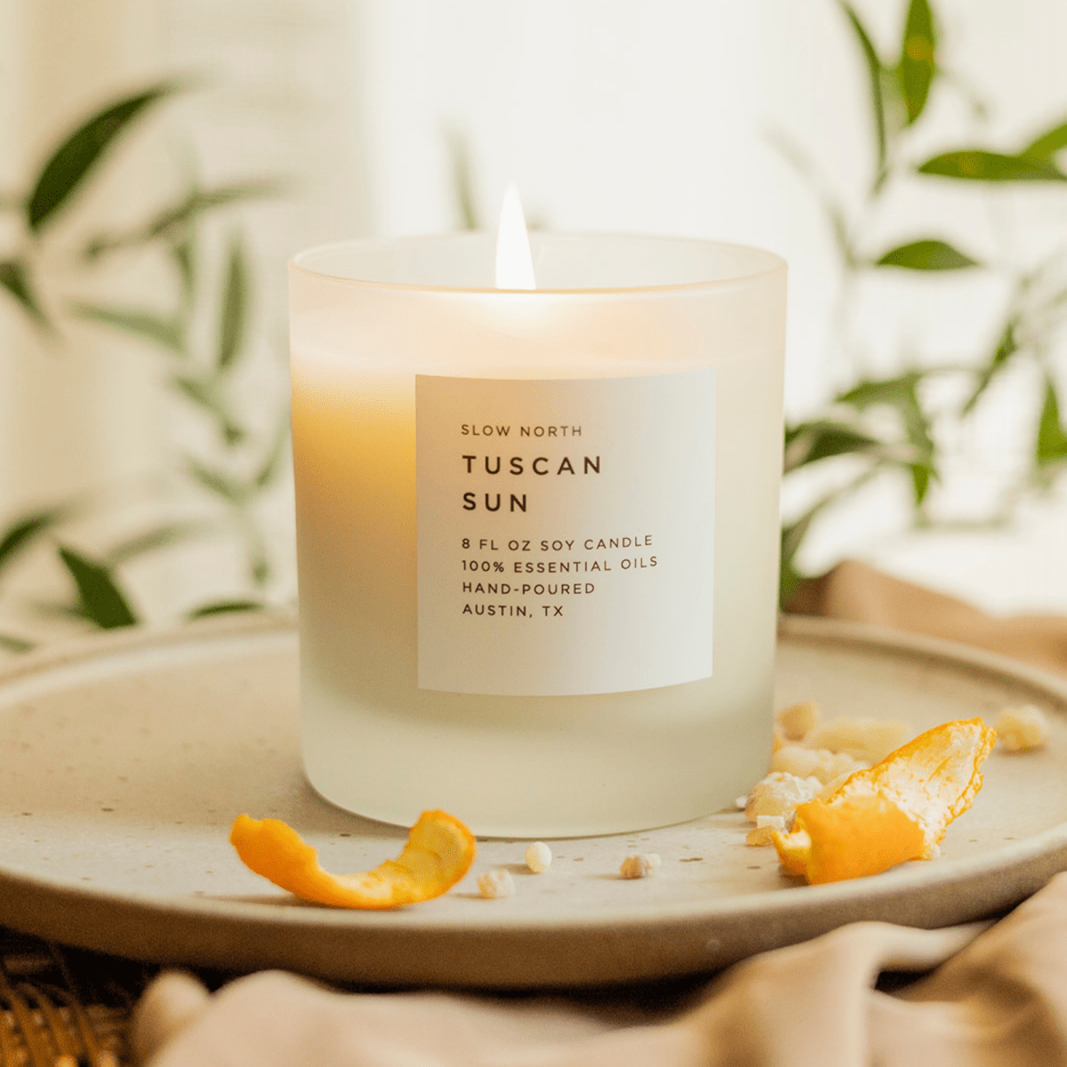 Slow North Tuscan Sun Soy Candle 8oz | Orange Frankincense Jasmine Essential Oil