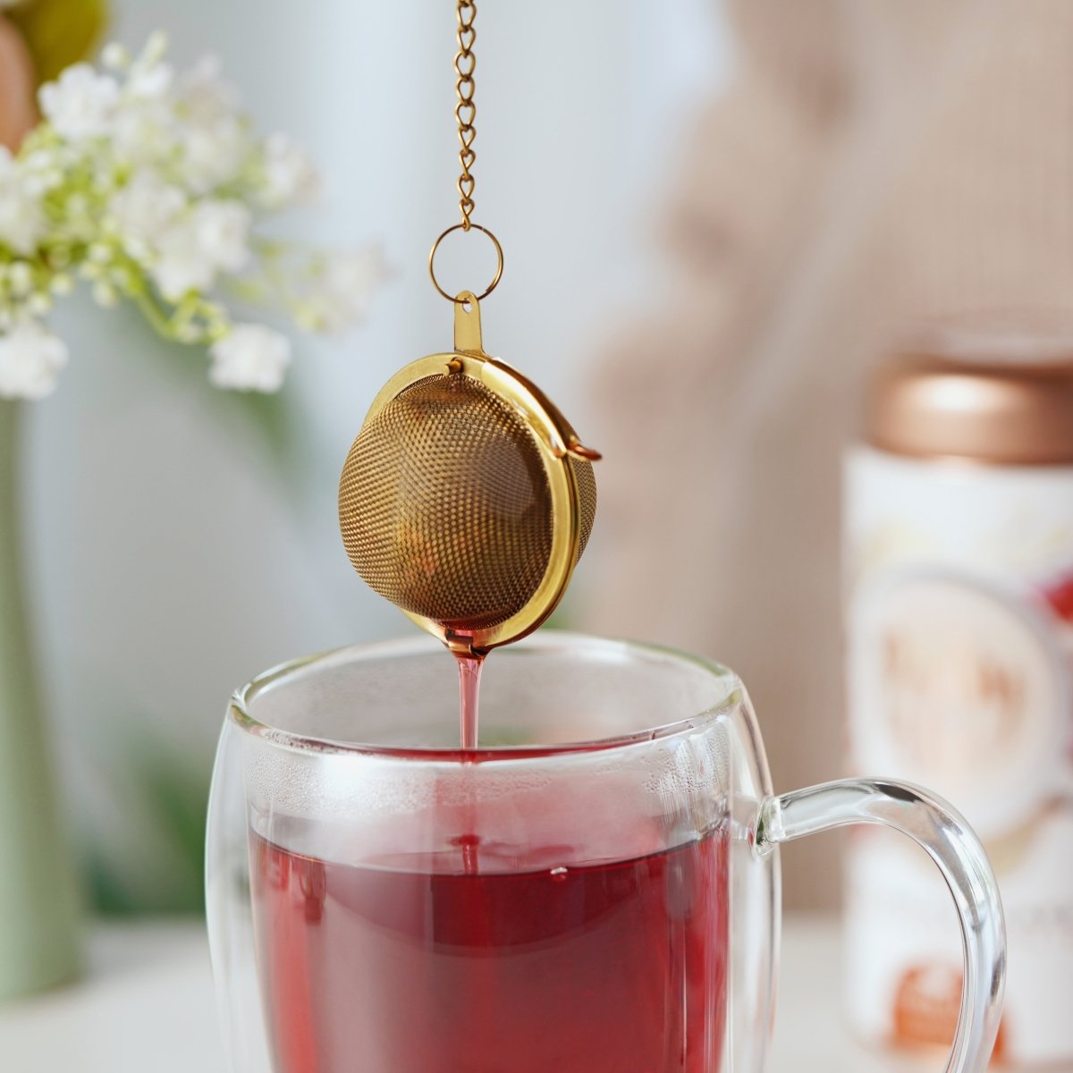Pinky Up Tea Small Tea Infuser Ball, Gold - lily & onyx