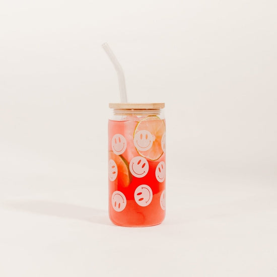 Sweet Water Decor Smiley Can Glass, 17 oz - lily & onyx