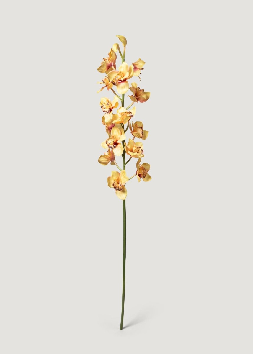 Afloral Soft Yellow Artificial Cymbidium Orchids - 50" - lily & onyx