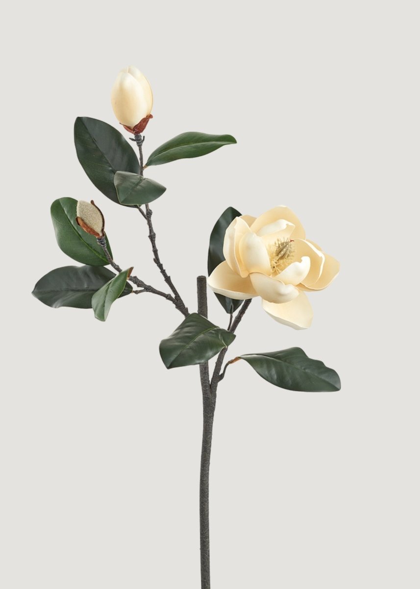 Afloral Soft Yellow Artificial Magnolia Flower Branch - 38.5" - lily & onyx