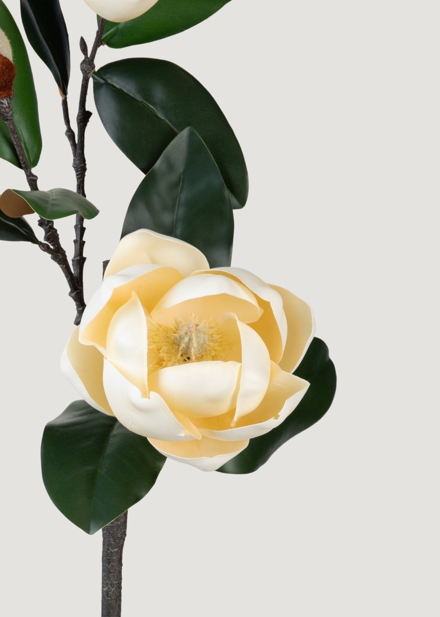 Afloral Soft Yellow Artificial Magnolia Flower Branch - 38.5" - lily & onyx