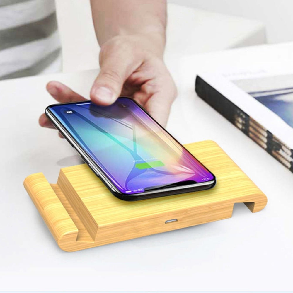 
                      
                        WUDN Solid Bamboo Pocket Phone Stand with Wireless Charger - lily & onyx
                      
                    