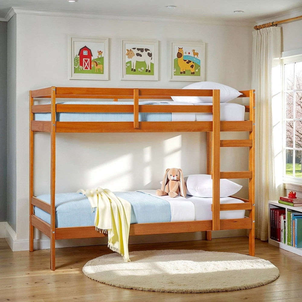 Walker Edison Sophie Simple Solid Wood Twin Over Twin Bunk Bed - lily & onyx