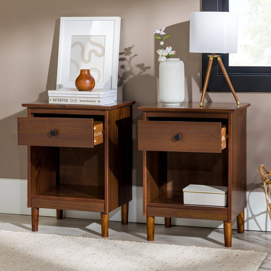 Walker Edison Spencer Solid Wood Transitional Nightstand - lily & onyx