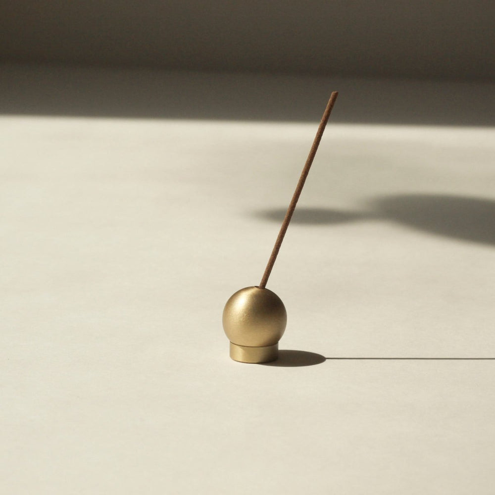 CEDAR AND MYRRH Sphere Brass Incense Holder - lily & onyx