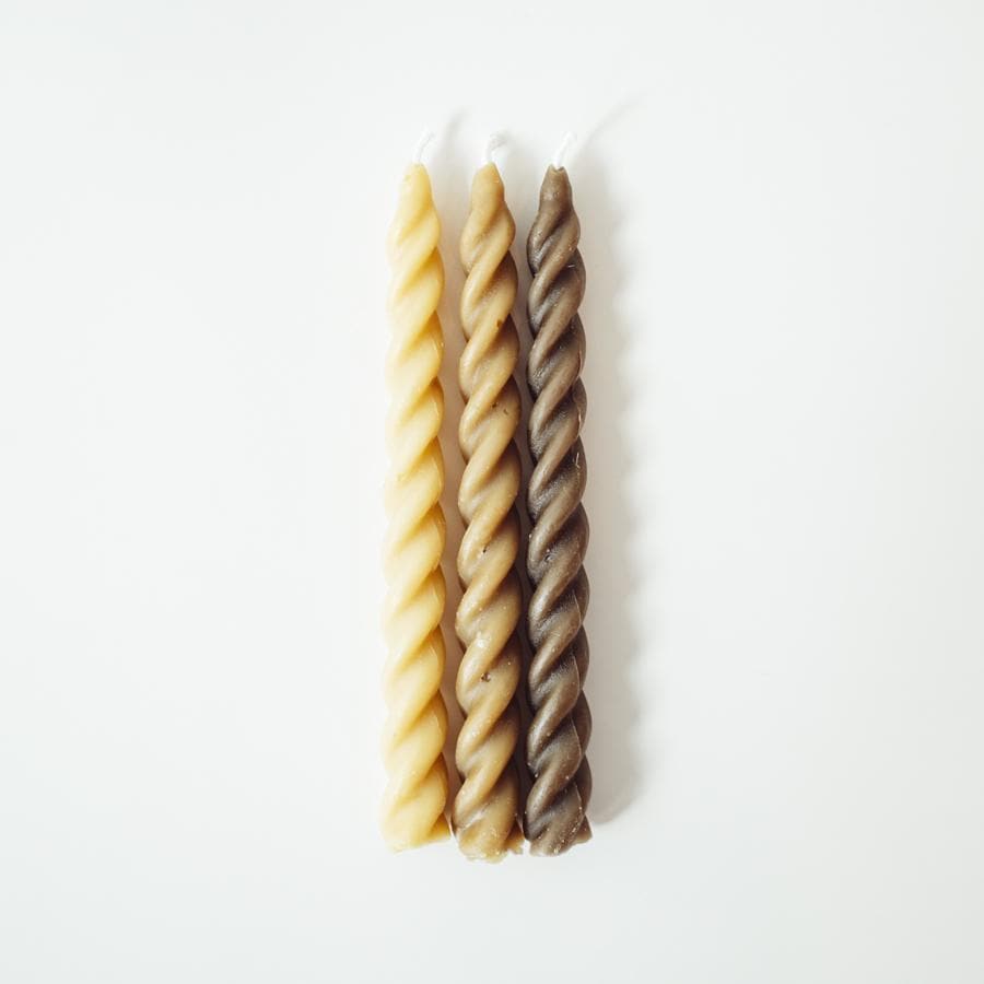 
                      
                        Happy Organics Spiral Taper Beeswax Candles - lily & onyx
                      
                    