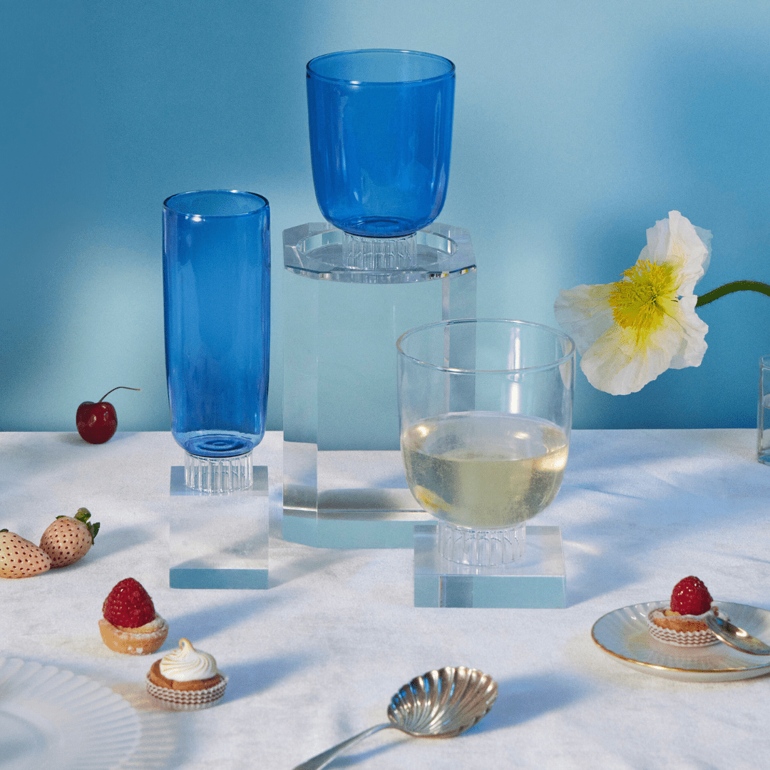 SPREZZ Handblown Modern Champagne Flutes - Set of 4 | Colored Borosilicate Stemless Sparkling Wine Glasses