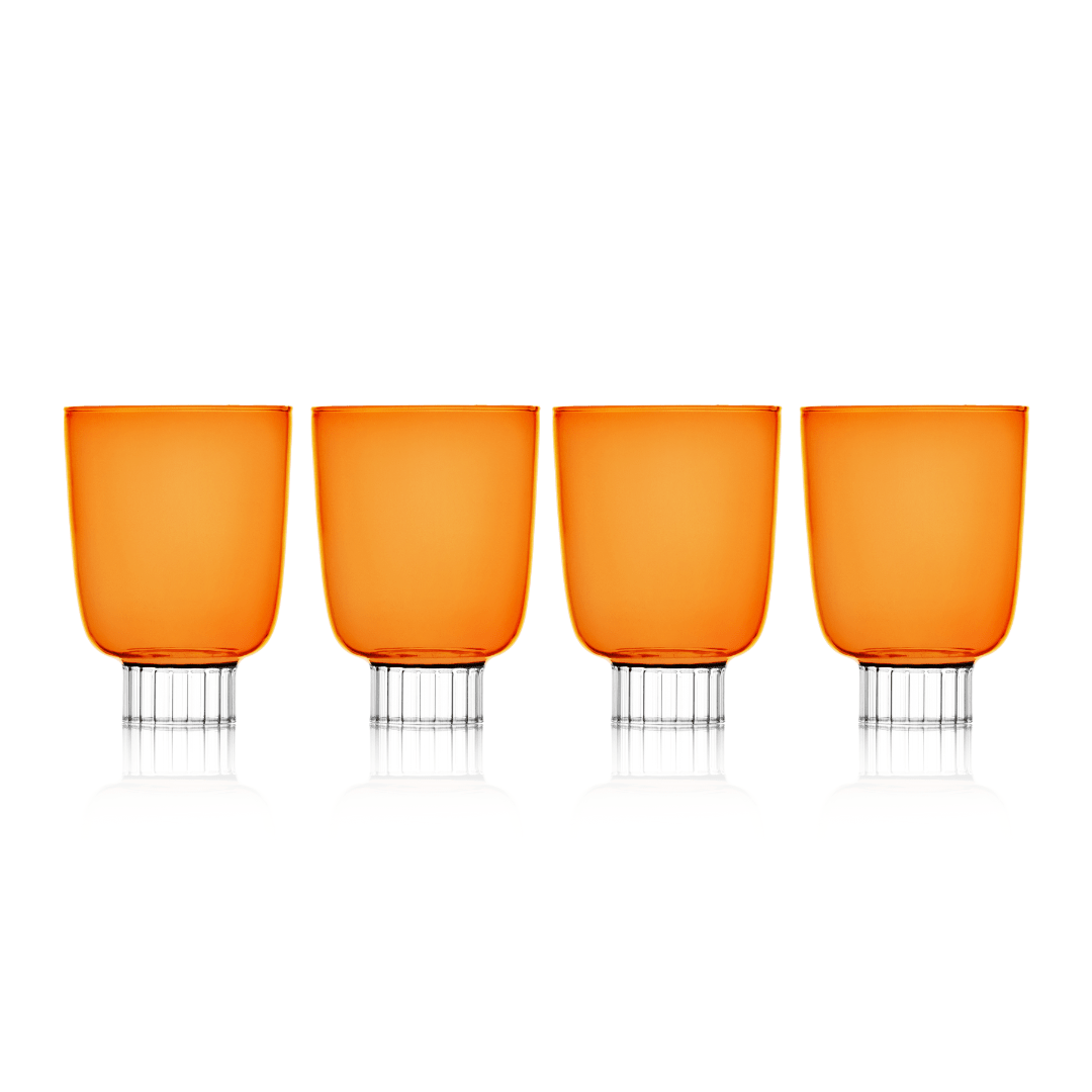 SPREZZ Handblown Modern Stemless Wine Glasses - Set of 4 | Colored Borosilicate Glassware