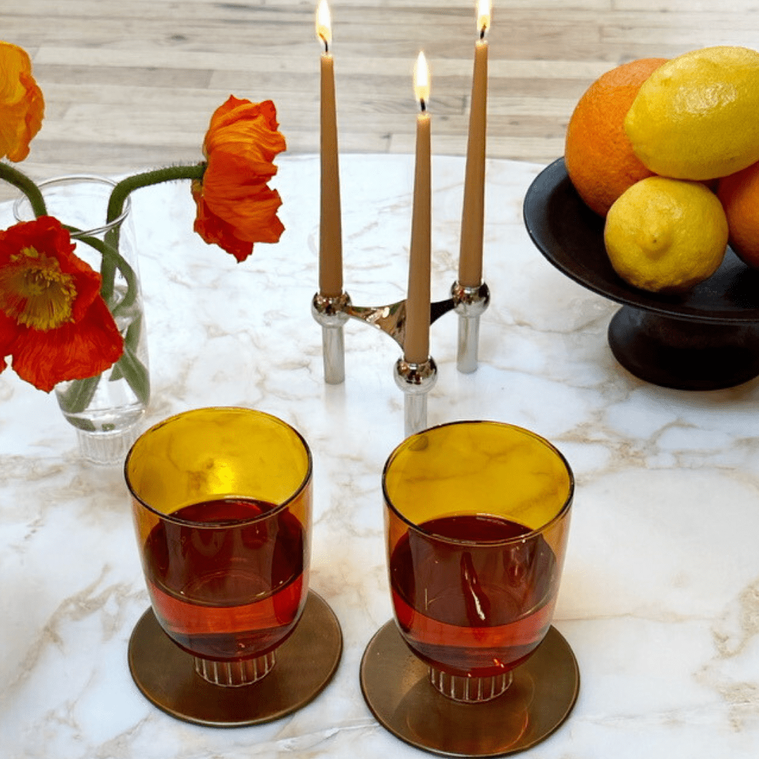 SPREZZ Handblown Modern Stemless Wine Glasses - Set of 4 | Colored Borosilicate Glassware