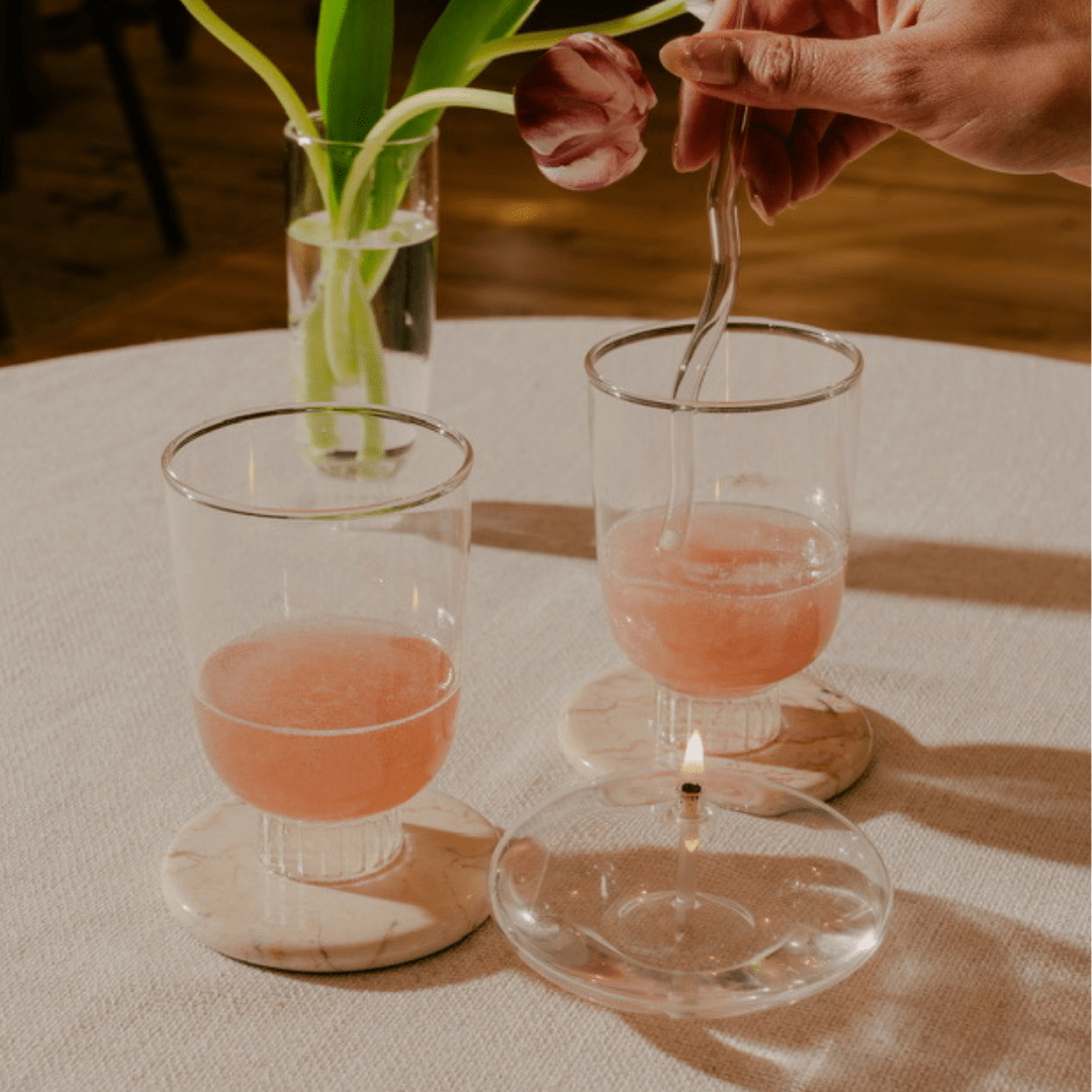 SPREZZ Handblown Modern Stemless Wine Glasses - Set of 4 | Colored Borosilicate Glassware