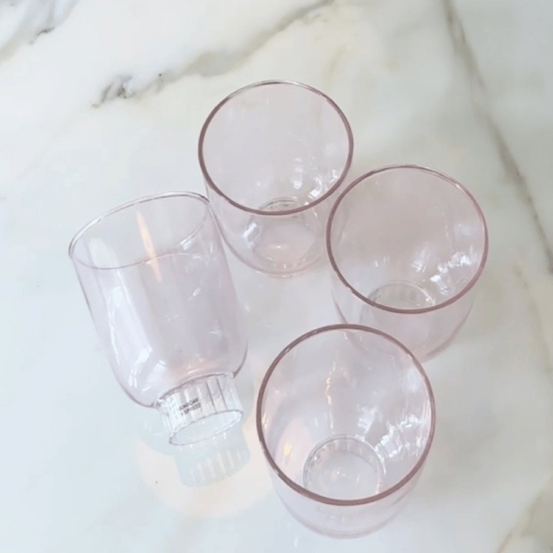 SPREZZ Handblown Modern Stemless Wine Glasses - Set of 4 | Colored Borosilicate Glassware