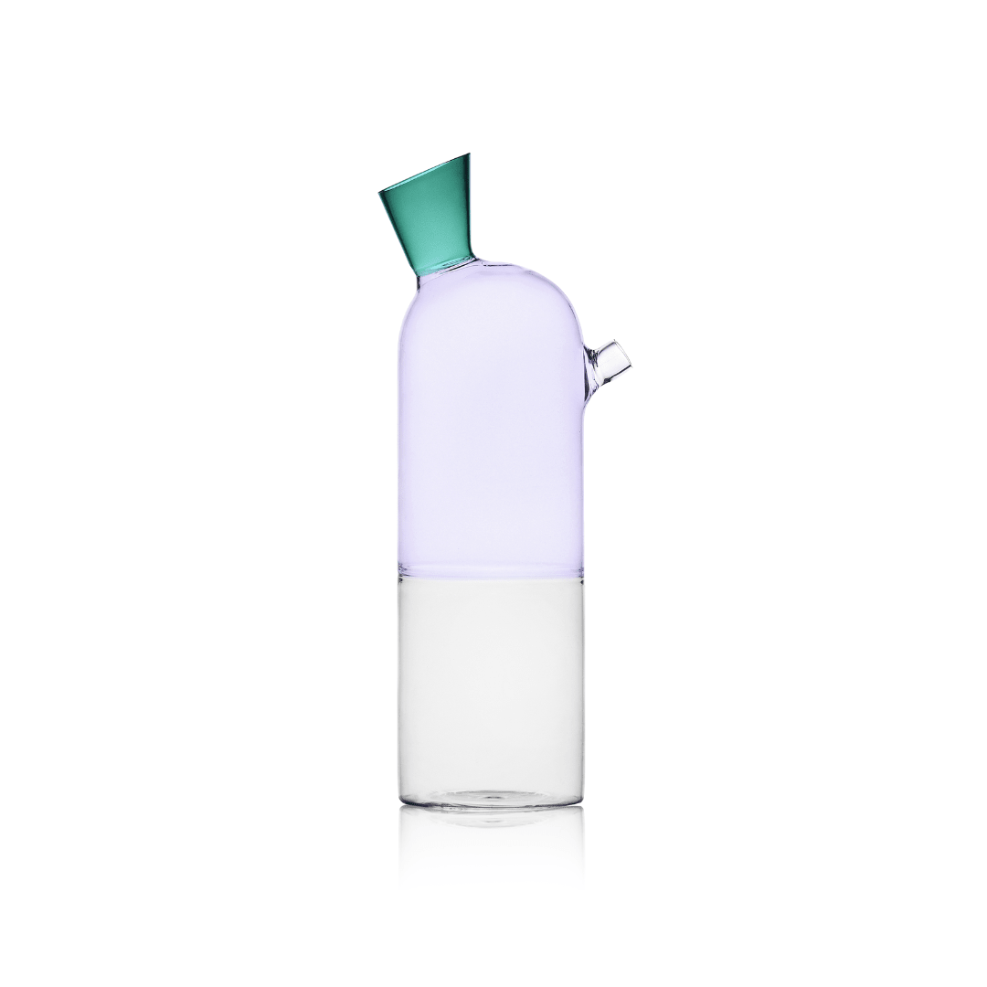 SPREZZ Pastel Color - Block Glass Carafe 31.5 oz | Hand - blown Water Carafe & Decanter