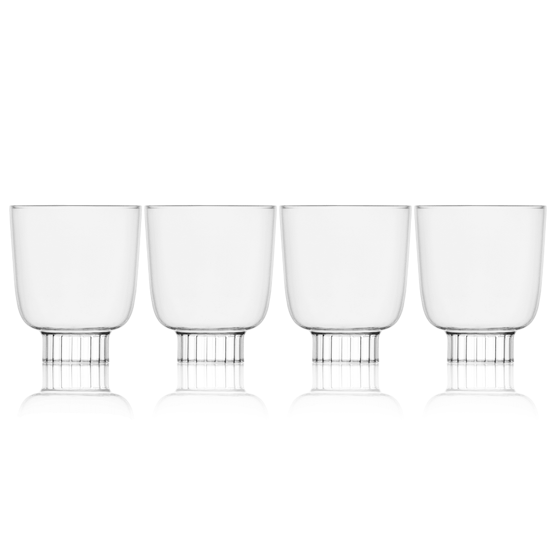 SPREZZ Stemless Goblet Cocktail Glasses - Set of 4 | Handblown Borosilicate Clear Drinkware