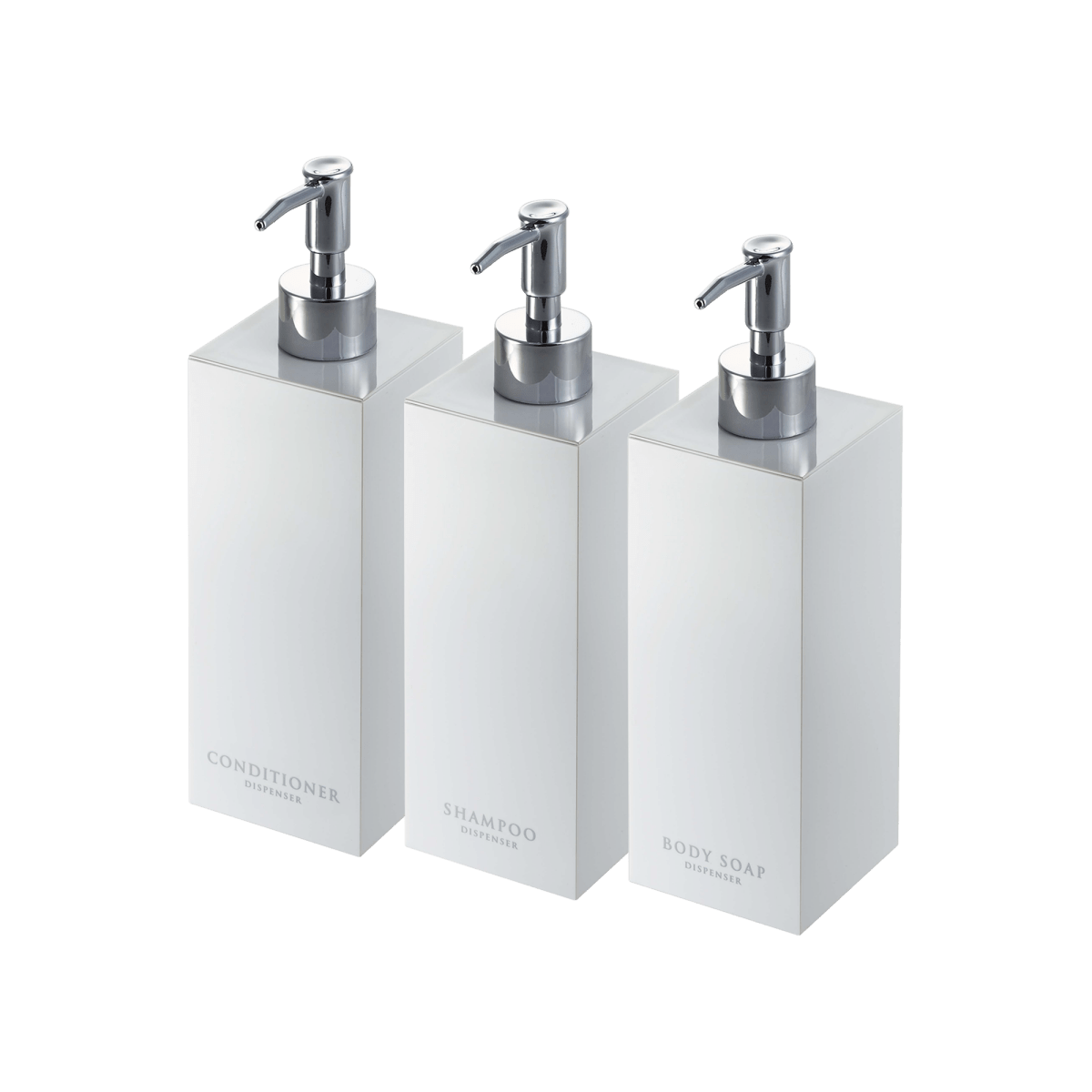 Yamazaki Home Square Dispenser Bundle - Shampoo, Conditioner, and Body Soap