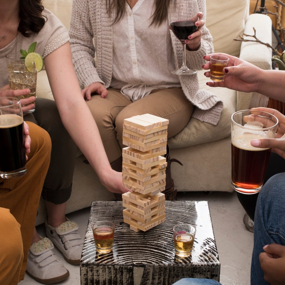 True Stack Stacking Blocks Drinking Game with Shot Glasses - lily & onyx