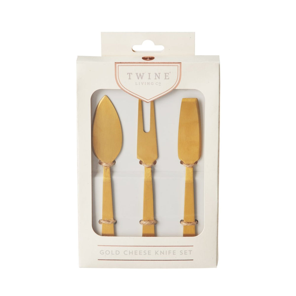 
                      
                        Twine Living Stainless Steel Cheese Knives in Gold, Set of 3 - lily & onyx
                      
                    