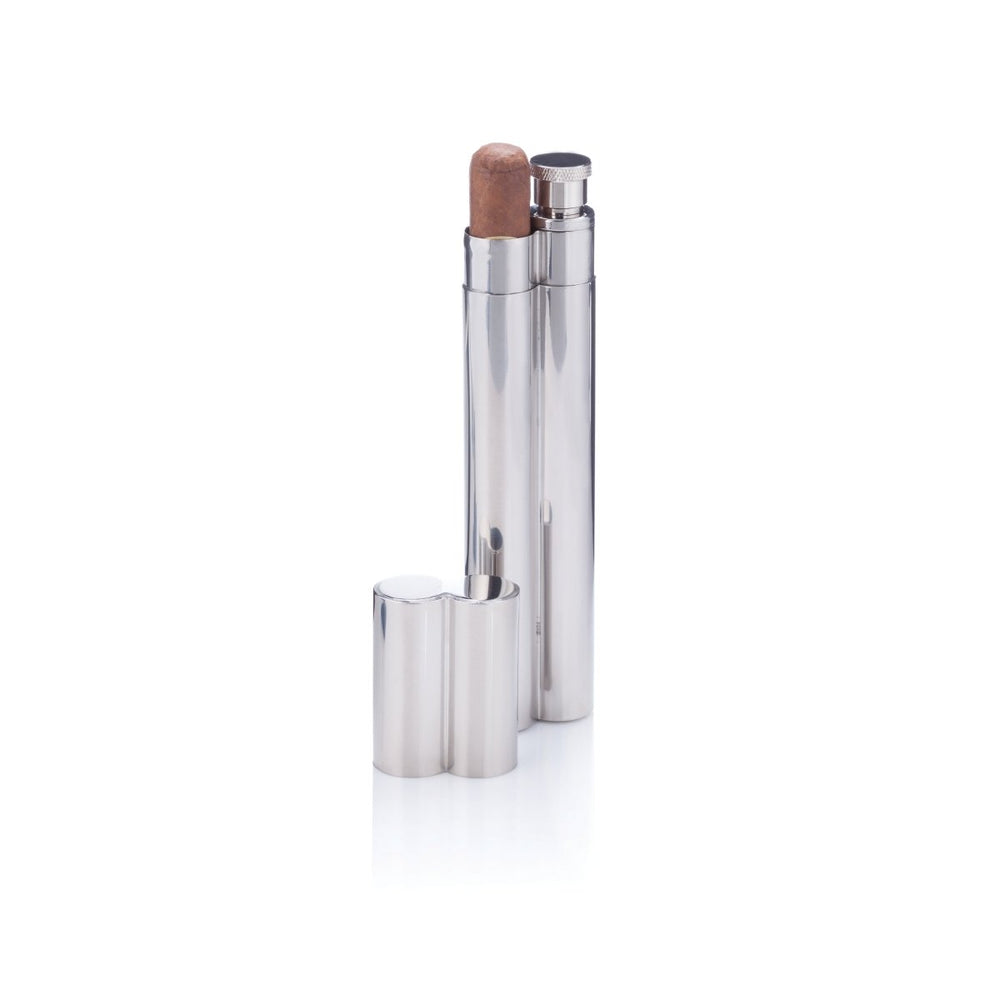 
                      
                        Viski Stainless Steel Cigar Holder and Flask - lily & onyx
                      
                    