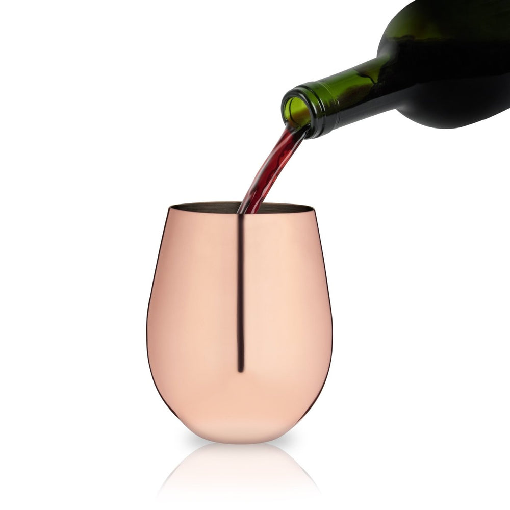 
                      
                        Viski Stainless Steel Stemless Wine Glasses in Copper, Set of 2
                      
                    