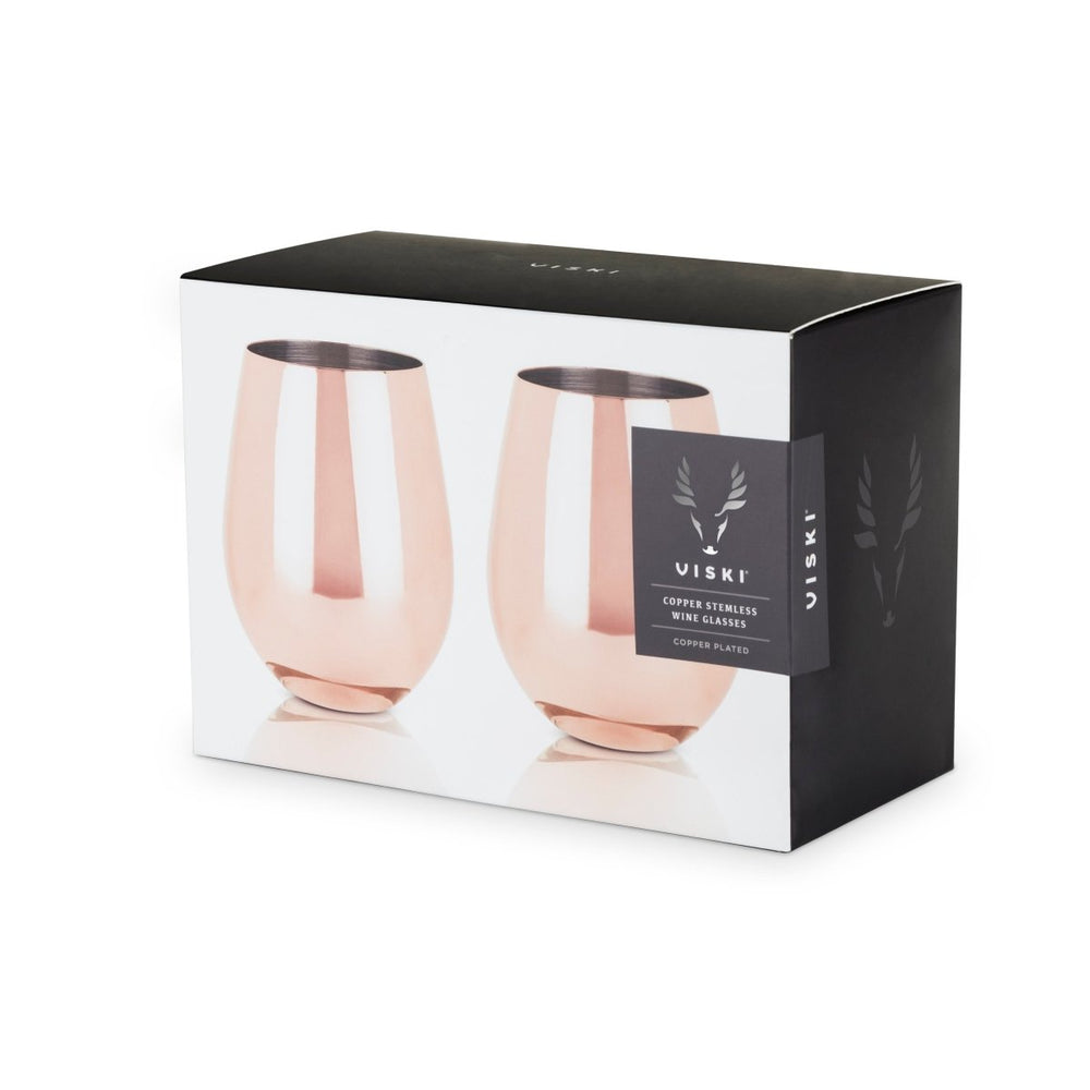 
                      
                        Viski Stainless Steel Stemless Wine Glasses in Copper, Set of 2
                      
                    